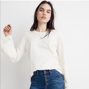 Madewell Eyelet Embroidered Tier-Sleeve Tee XS